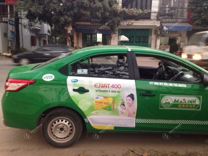 Quảng cáo trên xe taxi Mai Linh tại Thái Nguyên