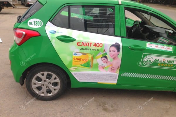 Quảng cáo trên xe taxi Mai Linh tại Bình Dương