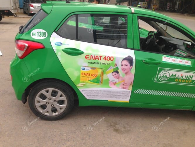 Quảng cáo trên xe taxi Mai Linh tại Bình Dương