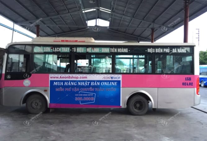 AEON Shop quảng cáo xe bus Bắc Ninh - Quảng Ninh - Hải Phòng