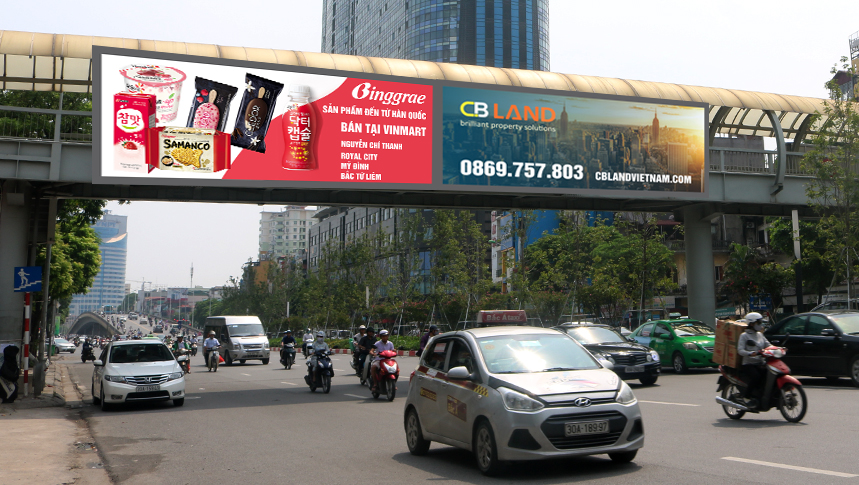 Quảng cáo trên cầu vượt đi bộ tại các thành phố lớn toàn quốc