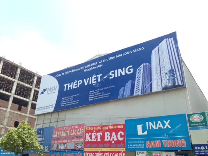Biển Pano quảng cáo cho thương hiệu Thép Việt Sinh tại Hà Nội