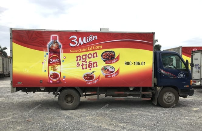 Nước chấm 3 Miền quảng cáo trên xe ô tô tải tại Vĩnh Phúc - Hà Nội