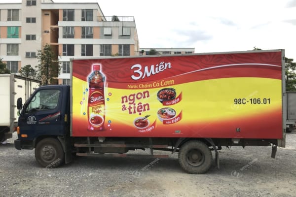 Nước chấm 3 Miền quảng cáo trên xe ô tô tải tại Vĩnh Phúc - Hà Nội