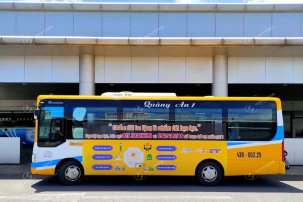 Quảng cáo trên xe bus tại Đà Nẵng tuyên truyền chấm dứt bạo lực của CSAGA