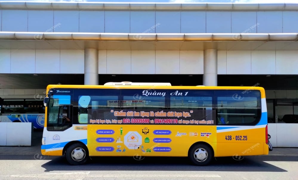 Quảng cáo xe bus Đà Nẵng tuyên truyền chấm dứt bạo lực của CSAGA